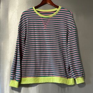 Striped Pink and Green Sweatshirt